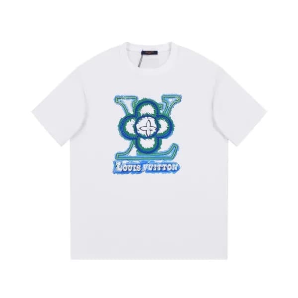 루이비통 남성 크루넥 화이트 반팔티 - Louis vuitton Mens White Sho… - 1