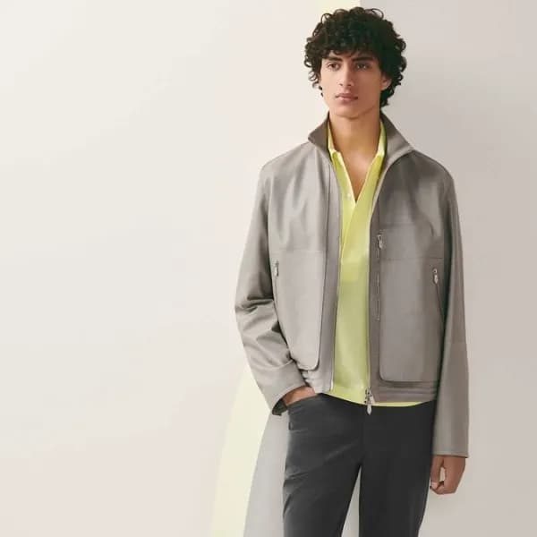 에르메스 남성 그레이 가죽 자켓 - Hermes Mens Gray Jackets - her… - 1