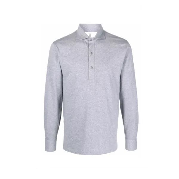 브루넬로쿠치넬리 남성 그레이 폴로 긴팔티 - Brunello Cucinelli Mens G… - 1
