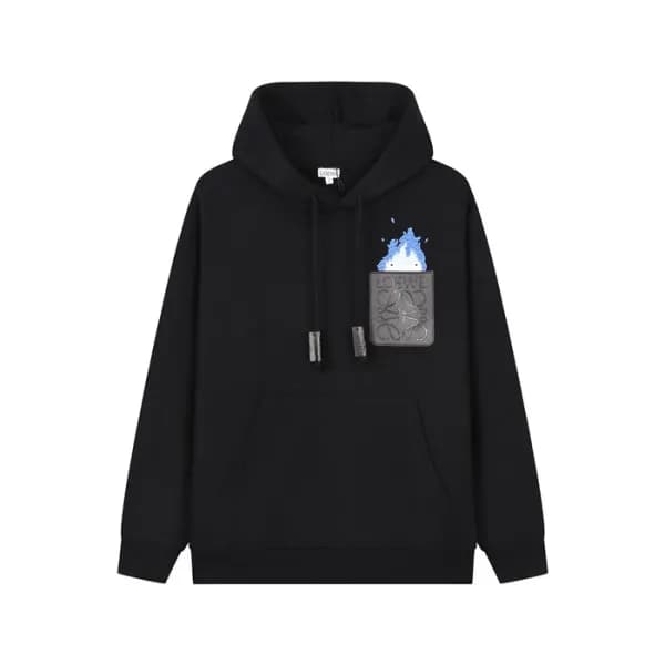 로에베 남/녀 블랙 후드티 - Loewe Unisex Black Hoodie - loe81… - 1