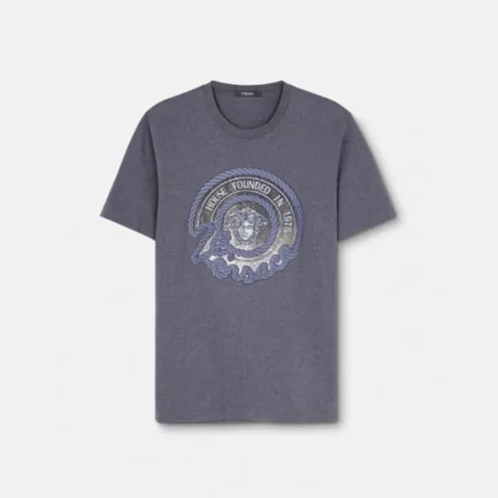 베르사체 남성 이니셜 그레이 티셔츠 - Versace Mens Initial Gray Ts… - 1