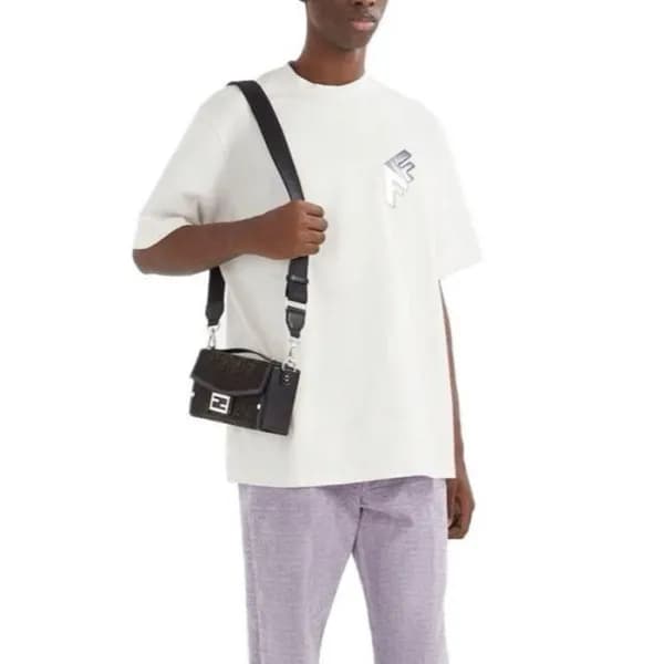 펜디 남성 화이트 반팔 티셔츠 - Fendi Mens White Tshirts - fec2… - 1