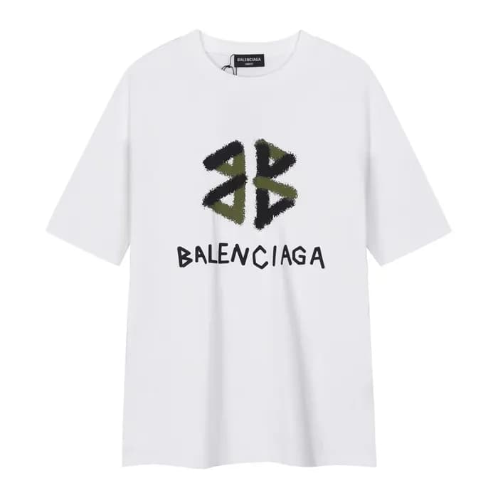발렌시아가 남성 화이트 반팔 티셔츠 - Balenciaga Mens White Tshirt… - 1