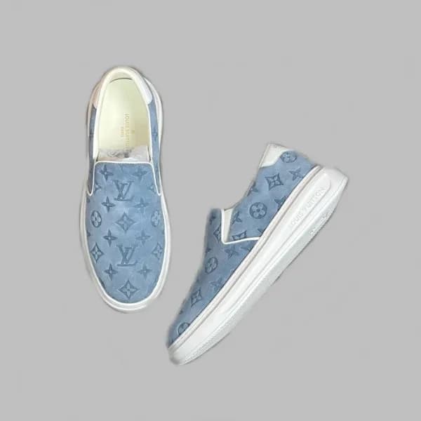 루이비통 남성 블루 로퍼 - Louis vuitton Mens Blue Loafer - l… - 1