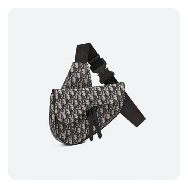 디올 베이지&블랙 오블리크 자카드 새들 백- Dior Oblique Jacquard Sad…