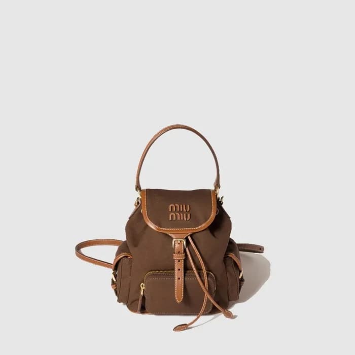 미우미우 여성 캔버스 및 가죽 백팩 - MiuMiu Womens Canvas and Lea… - 1