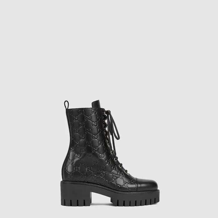 구찌 여성 GG 레이스업 앵클 부츠 - Gucci Womens GG Lace-Up Ankl… - 1