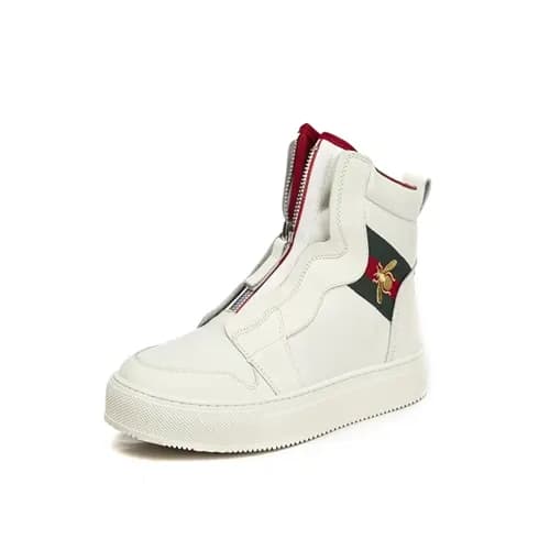 GUCCI 2018 MENS LEATHER HONEY BEE ANKLE SKEAKERS -… - 1