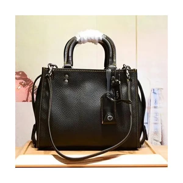 Coach Leather Tote Shoulder Bag,25cm - 코치 레더 토트 숄더… - 1
