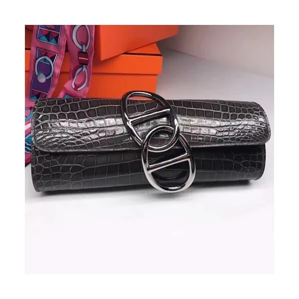 Hermes Egee Crocodile Leather Clutch Bag - 에르메스 에… - 1