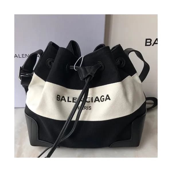 Balenciaga 2019 Canvas & Leather Bucket Shoulder C… - 1