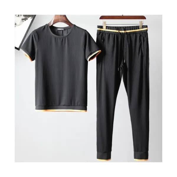 Armani 2019 Mens Stripe Cotton Short Sleeved Train… - 1
