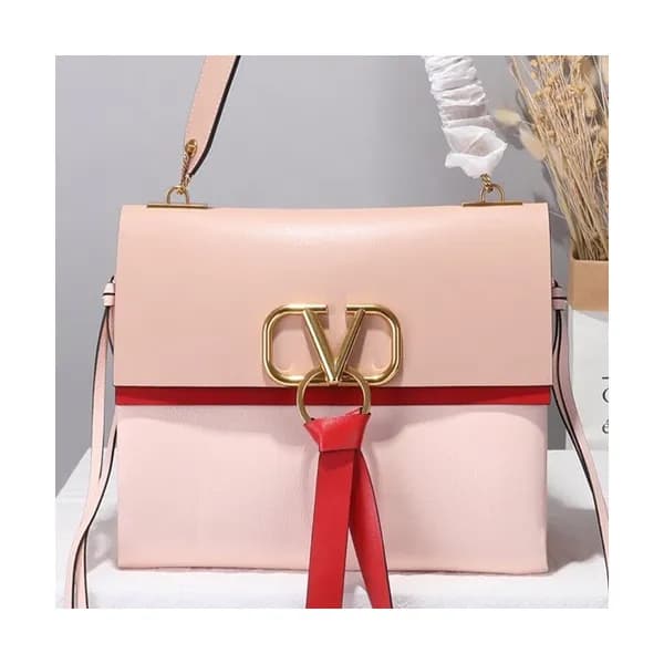 Valentino 2019 V-ring Large Leather Shoudler Bag,2… - 1