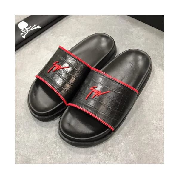 Giuseppe Zanoti 2019 Mens Logo Leather Slipper - 쥬… - 1