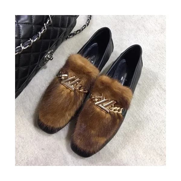 Louis Vuitton 2019 Ladies Leather & Mink Fur Loafe… - 1