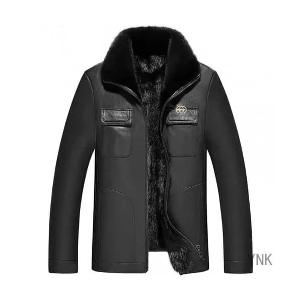 [구찌]Gucci 2019 Mens Logo Mink Leather Jacket - 구찌 … - 1