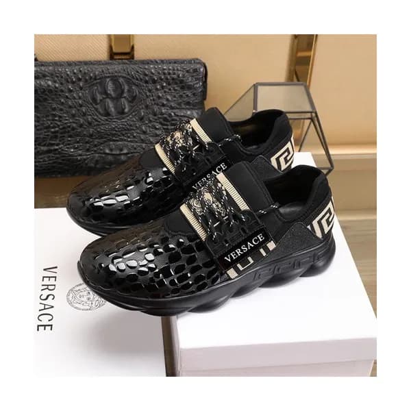 Versace 2020 Mens Leather Sneakers - 베르사체 2020 남성용… - 1