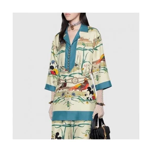Gucci Womens Silk Short Sleeved Tshirts - 구찌 여성 실크… - 1