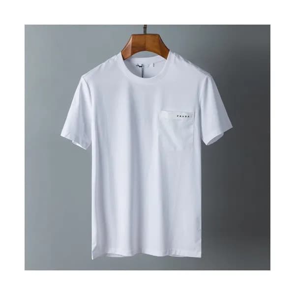 Prada Mens Basic Logo Short Sleeved Tshirts White… - 1