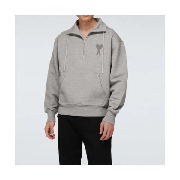 Ami Mens Logo Casual Cotton Man-to-man Gray - 아미 2… - 1