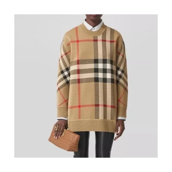 Burberry Mm/Wm Vintage Polo Wool Sweaters Camel -… - 1