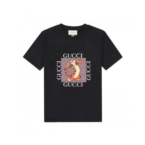 Gucci Unisex Logo Short Sleeved Tshirts Black - 구… - 1