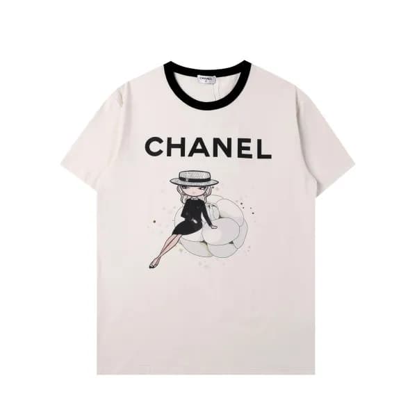 샤넬 여성 크루넥 화이트 반팔티 - Ladys White Tshirts - chl0830… - 1
