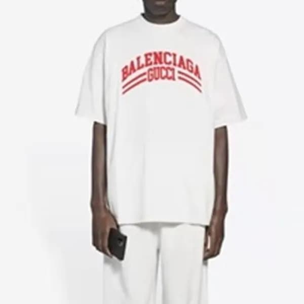발렌시아가 남성 크루넥 화이트 반팔티 - Mens White Tshirts - bal013… - 1
