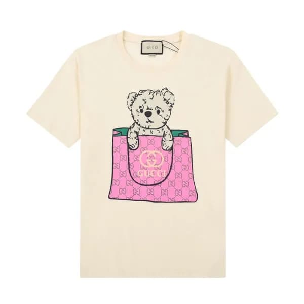 구찌 남/녀 크루넥 아이보리 반팔티 - Unisex Ivory Tshirts - guc04… - 1