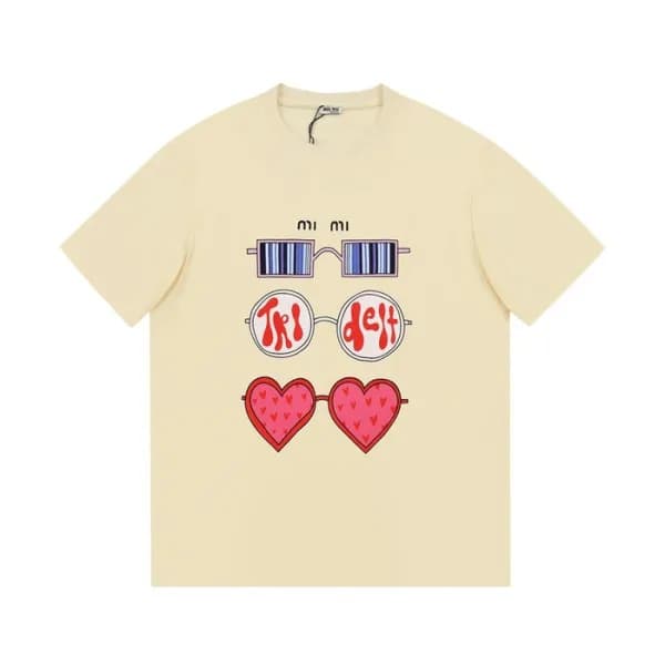 미우미우 여성 크루넥 아이보리 반팔티 - Ladys Ivory Tshirts - miu02… - 1