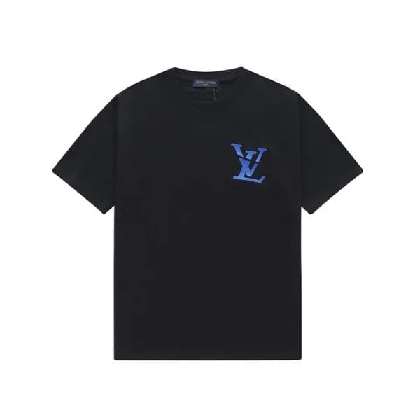 루이비통 남성 블랙 크루넥 반팔티 - Mens Black Tshirts - lou05078… - 1