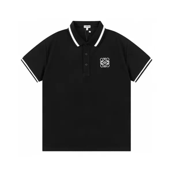 로에베 남성 블랙 폴로 반팔티 - Loewe Mens Black Short Polo T-… - 1