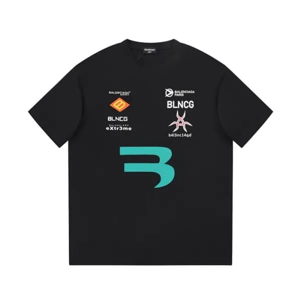발렌시아가 남성 크루넥 블랙 반팔티 - Balenciaga Mens Black Short … - 1