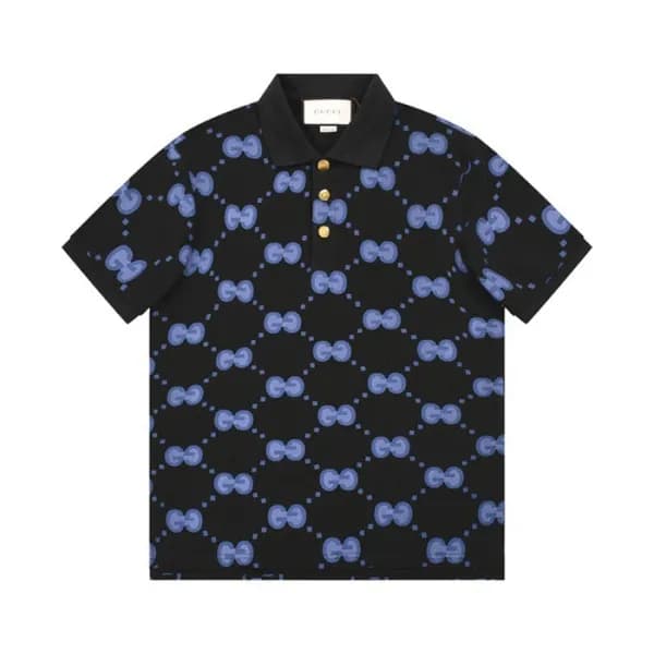 구찌 남/녀 블랙 폴로 반팔티 - Gucci Unisex Black Short sleeve… - 1