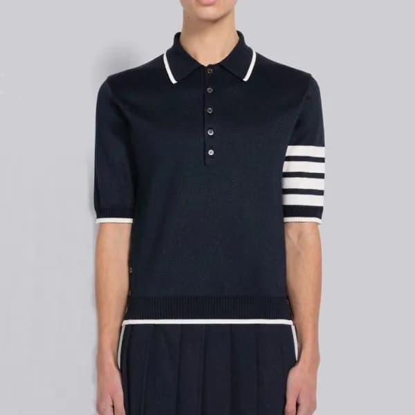 톰브라운 남성 네이비 폴로 반팔티 - Thom Browne Mens Navy Tshirts… - 1