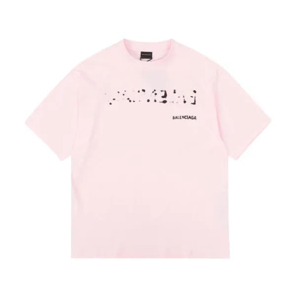 발렌시아가 남성 핑크 크루넥 반팔티 - Balenciaga Mens Pink Short s… - 1