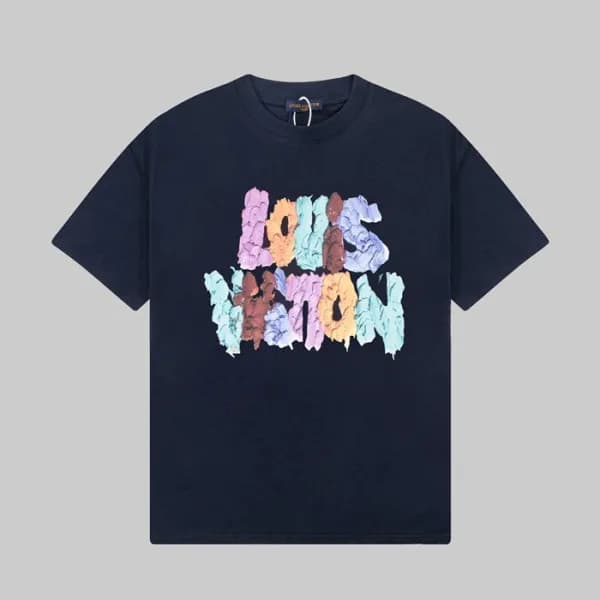 루이비통 남성 네이비 크루넥 반팔티 - Louis vuitton Mens Navy Shor… - 1