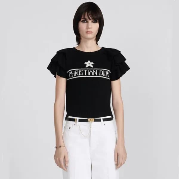 디올 여성 블랙 크루넥 반팔티 - Dior Womens Black Short sleeved… - 1