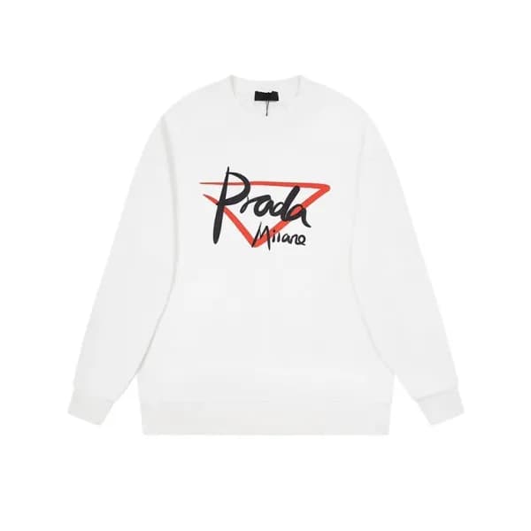 프라다 남자 크루넥 화이트 맨투맨 - Prada Mens White Tshirts - pr… - 1
