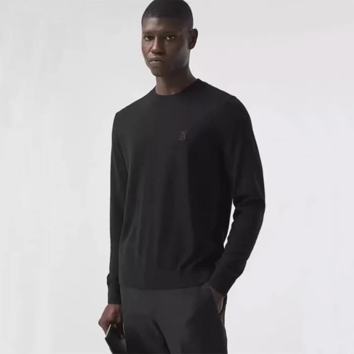 버버리 남성 블랙 크루넥 스웨터 - Burberry Mens Black Sweaters -… - 1