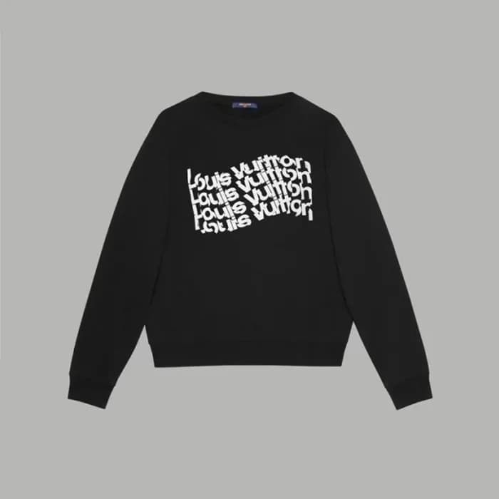 루이비통 남성 블랙 맨투맨 - Louis vuitton Mens Black Tshirts … - 1