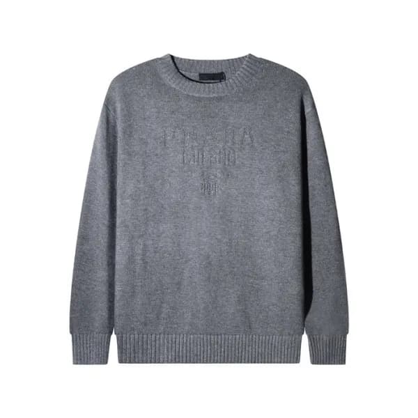 프라다 남성 크루넥 그레이 스웨터 - Prada Mens Gray Sweaters - pr… - 1