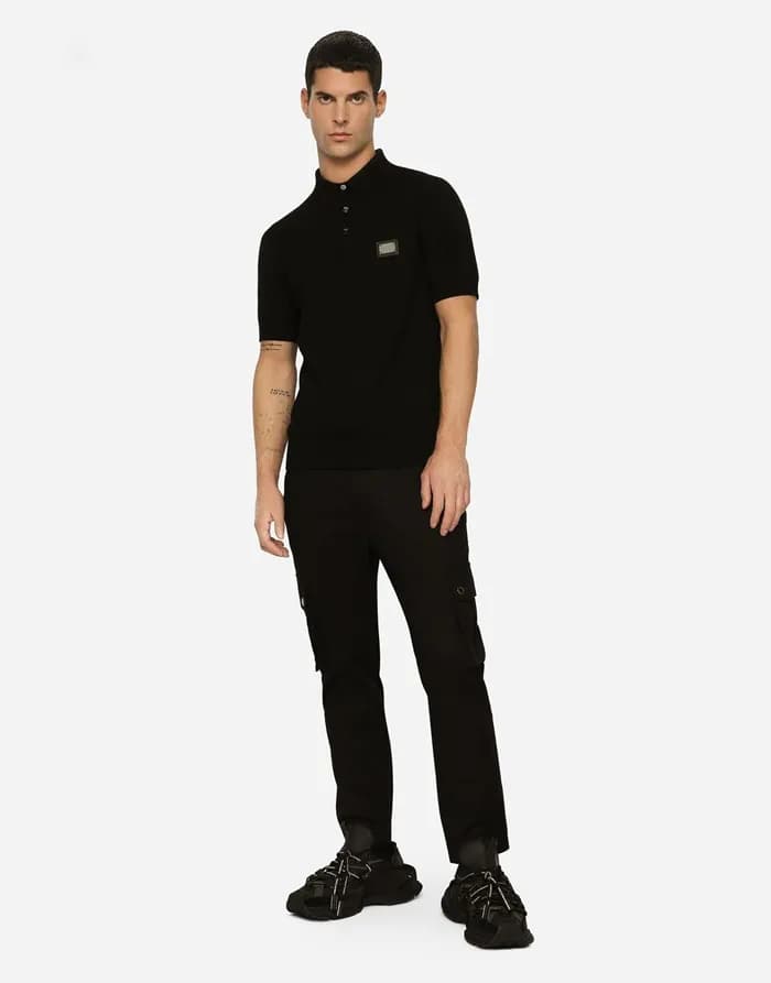 돌체앤가바나 남성 블랙 폴로 반팔티 - Dolce&Gabbana Mens Black Tsh… - 1
