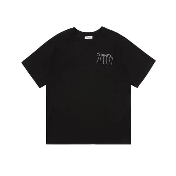 샤넬 남/녀 블랙 반팔티 - Chanel Unisex Black Tshirts - chc5… - 1
