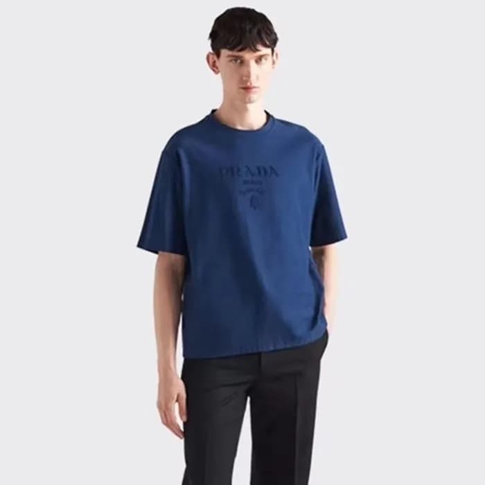 프라다 남성 블루 반팔 티셔츠 - Prada Mens Blue Tshirts - prc36… - 1