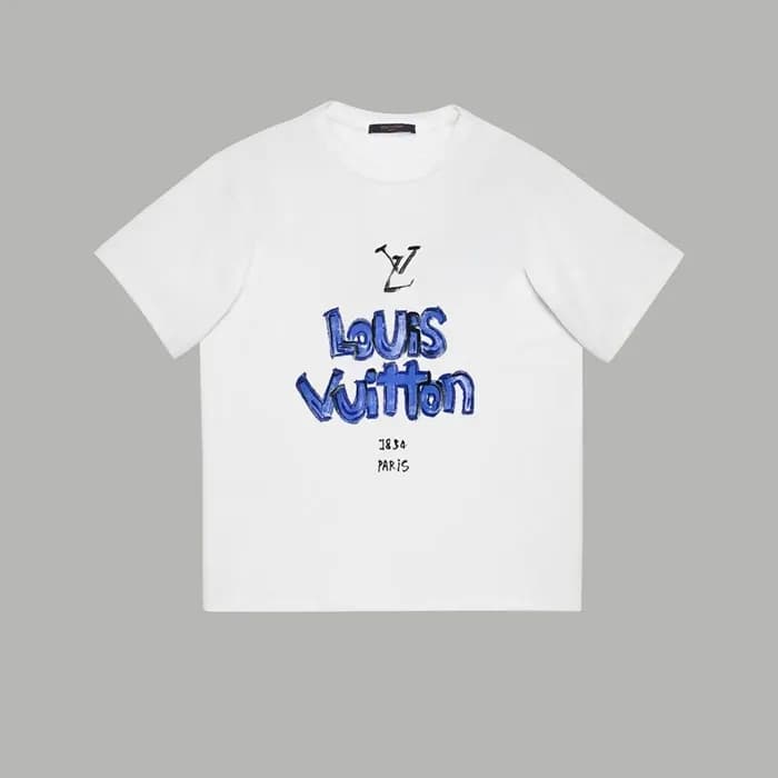 루이비통 남성 화이트 반팔티 - Louis vuitton Mens White Tshirts… - 1