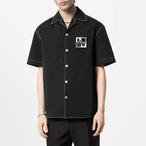 루이비통 남성 반팔 셔츠 - Louis vuitton Mens Black Shirts - … - 1