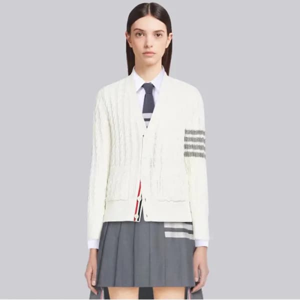 톰브라운 여성 브이넥 가디건 - Thom Browne Womens Cardigan - th… - 1