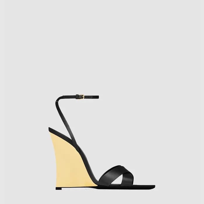 입생로랑 여성 새틴 크레이프 소재 Lucienne 웨지 - Saint Laurent Wom… - 1