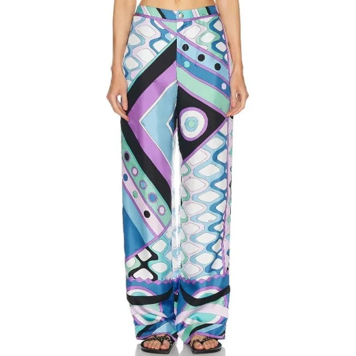 푸치 여성 비바라 프린트 실크 팬츠 - Pucci Womens Vivara Print Si… - 1
